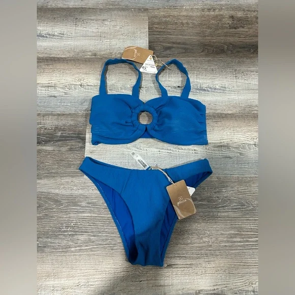 Berlook Bikini Bundle NWT Size M – Blue & Navy Ring Detail Swimsuits - Picture 4 of 6